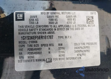 2014 Cadillac Escalade Esv Platinum Edition from USA, damaged, VIN 1GYS3KEF5ER161787